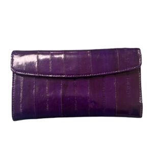 ALLASANDRO EELSKIN Rare Purple Wallet Genuine Eel Skin Vintage Eelskin